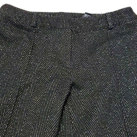 Express Black & Golden Shimmery Threads Herringbone Straight Leg Dressy Pants - Picture 3 of 8